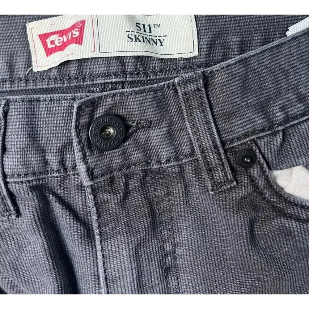 LEVI'S 511 Slim Fit Jeans, Corduroy, Dark Gray, 100% Cotton| Size: 12R, 26x26